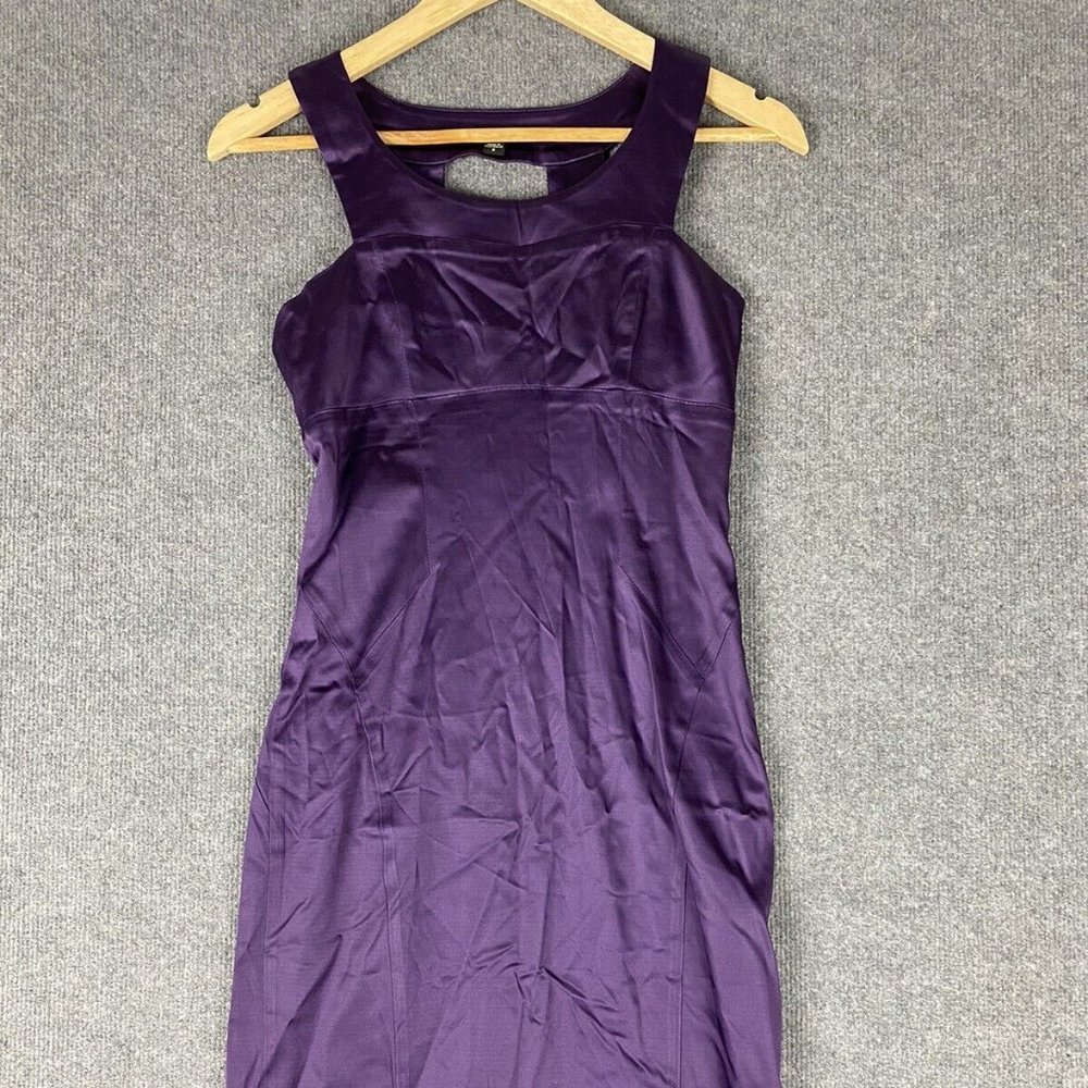 Cue Dress Womens 8 Purple Shift Round Neck Knee Length Lined Sleeveless Ladies